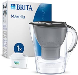 BRITA Carafe Filtrante Marella Graphite (2,4l) incl 1 cartouche filtre eau robinet MAXTRA PRO All-in-1 réduit PFAS,calcaire, chlore, certaines impuretés et métaux indicateur temporel, éco-emballage