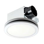 Delta Breez Integrity 100 CFM Exhaust Bath Fan, LED Edge-Lit Flat Round Panel Light, Energy Efficient Quiet Operation Ceiling Mount Motor, White