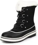 DREAM PAIRS Women's Snow Winter Boots Mid Calf Waterproof Warm Faux Fur Lined Lace Up Anti-slip Outdoor Duck Boots,Size 8,BLACK,SDSB2412W