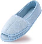 Git-up Diabetic Slippers for Women Memory Foam Arthritis Edema Adjustable Open Toe Swollen Feet House Shoes Blue Size: 11