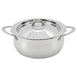 Bialetti Oval 6 Quart Multi-Pot with Strainer Lid, whole pasta, corn, lobster, Stainless Steel