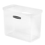 Bankers Box Portable Open Desktop Plastic File Box, Clear Organizer Bin, Side Handles, 9.8 H x 12 W x 6.3 D, 0086402