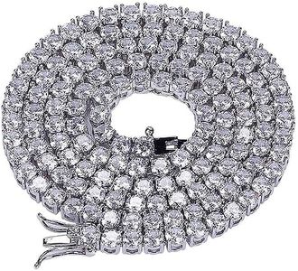 KMASAL 18k placcato oro 1 fila 3MM Lab Simulato Diamante Iced Out Cubic Zirconia Catena degli uomini Hip-hop Tennis Choker Collana