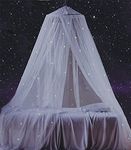 South to East Bed Canopy with Fluorescent Stars Glow in Dark for Baby, Kids, Girls Or Adults, Mosquito Net Use to Cover The Baby Crib, Kid Bed, Girls Bed Or Full & Queen Size Bed, White Stars