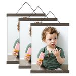 YK artwood 3 Pack Magnetic Poster Hanger Brown, 12x18 12x16 12x24 Poster Frame Wood Wooden Magnet Print Posters Dowel Scroll Hanger Hangers Hanging Kit for Walls Map Canvas Artwork