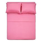 4 Piece Bed Sheet Set (Queen,Hot Pink) 1 Flat Sheet,1 Fitted Sheet and 2 Pillow Cases,Brushed Microfiber Luxury Bedding with Deep Pockets