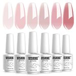 Vishine Nude Gel Polish Kit, Sheer Milky Pink Jelly Transparent UV LED Gel Nail Gel Polish Varnish Nail Art DIY Saon 6Pcs 8ML