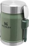 Stanley Classic Legendary Food Jar 0.4L Hammertone Green with Spork - BPA-Free Stainless Steel Soup Flask - Keeps Cold or Hot for 7 Hours - Leakproof - Dishwasher Safe