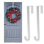 Jsdoin Christmas Wreath Door Hanger, 12.5 Inches Metal Front Door Wreath Hook for Christmas Home Office Wall Wedding Wreaths or Decorations (2 Pack-White)