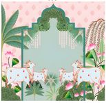 Wedding Decoration Curtains for Background |Wedding Backdrop Cloth | Wedding Haldi Functions Festival Decoration Cloth Pink Clour 8x8 feet (Small Four Cows) Pooja Backdrop Decoration Cloth