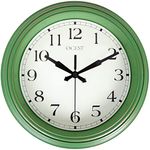 OCEST Retro Wall Clock, 9-Inch Silent Non Ticking Battery Operated Wall Clock, Easy to Read Clock for Kitchen, Livingroom, Bedroom, Bathroom, Office, Reading Room (Green)