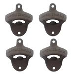 Luwanburg Brown Cast Iron Beer Bottle Opener Wall Mounted Bottle Top Opener Open Here Rustic (Pack of 4)