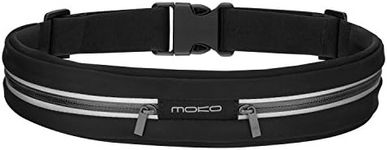 MoKo Sports Running Belt, Outdoor Dual Pouch Sweatproof Reflective Waist Pack, Fitness Workout Belt Fanny Pack Compatible with iPhone 11/11 Pro Max/X/Xr/Xs Max/8/7, Galaxy Note 10/10 Plus,S20/S10e/S10