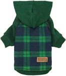 Fitwarm Tartan Plaid Dog Hoodie, Knitted Dog Clothes for Small Dogs Boy, Pet Sweater with Hood, Cat Winter Outfit, Green, XL