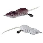 2 Pcs Mouse Fishing Lure Silicone Rat Fishing Lure Soft Fake Mice Fishing Bait for Freshwater Saltwater, White,Brown