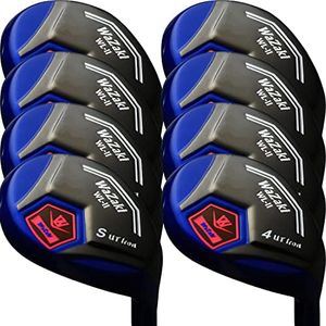 Japan WaZaki Hybrid Iron Set USGA R A Rules Golf Club,Black Blue Finish,4-SW,with Cover,WLIIs Ltd Model,Mens Regular Flex,65g Graphite Shaft,Plus Length,Pack of 8