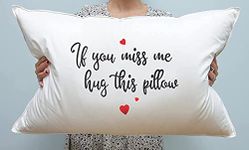 Signatives Funny Gifts Bedroom Decor - If You Miss Me Hug This Pillow - Long Distance Relationship Gifts - White Pillow Cover - Decorative Pillow Covers - Single Pillow Case