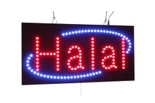 Halal in English Sign, 24"x12", 60x30cm, TOPKING, Signage, LED, Bright, Open, Signboard, Display, Grand Opening, Gift