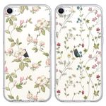 Foonary 2 Pack Clear Flower Print Phone Case for iPhone 8/SE 2022/7/SE 2020 4.7", Soft TPU Silicone with Floral Design Aesthetics Transparent Pattern Cases, Shockproof Bumper Protector Cover Girls