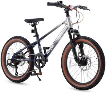 RoyalBaby Kids Mountain Bike 20" for Boys & Girls Ages 6-10 Years Old- Lightweight Aluminum, 7-Speed, Suspension Fork - Blue