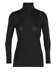 Icebreaker Merino Women's 175 Everyday Cold Weather Base Layer Thermal Long Sleeve Half Zip Top, Black, Medium