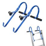 Ladder Roof Hook, 2 Pack Roof Ladder Hooks with Wheel,Safety Accessories for Roofing Ridge,Ladder Standoff Stabilizer,Blue