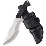 BIGCAT ROAR Handmade Tracker Knife - Full Tang Fixed Blade Hunting Knife with Sheath and Ergonomic Handle - 12″ EDC D2 Steel Outdoor Knife - Black Jaguar