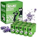 Pet N Pet Poop Bags, 270 Counts Dog Poop Bags, Lavender Scented Poop Bags, 38% Plant Based and 62% PE Dog Bags Poop Bag, Durable Doggy Poop Bags, Refills Dog Waste Bags, Dog Poop Bag Roll