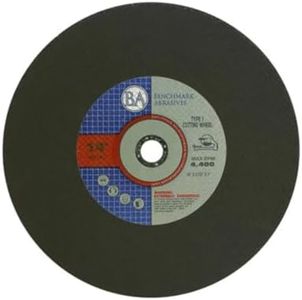 Benchmark Abrasives Aluminum Oxide Type 1, 14 Inch Chop Saw Blade, Cutting Wheel, 3/32" x 1" T1 Stud Cutter - 500 Pieces