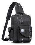 Leaper Men's Fashion Messenger Shoulder bag Cross Body Laptop Sling Backpack Black