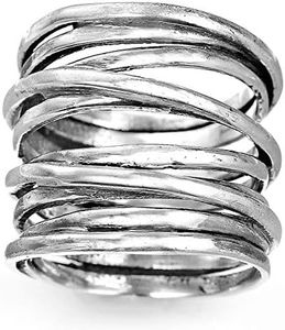 Boho-Magic 925 Sterling Silver Band Rings for Women Wrap Wide Statement Ring (8)