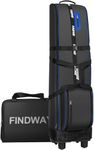 Findway Golf Travel Bag with Wheels [Upgraded], 1680D Heavy Duty Oxford Wear-Resistant Waterproof Travel Golf Bag Case with [Extra Removable Pad], Premium Golf Flight Bag to Protect Clubs for Airline