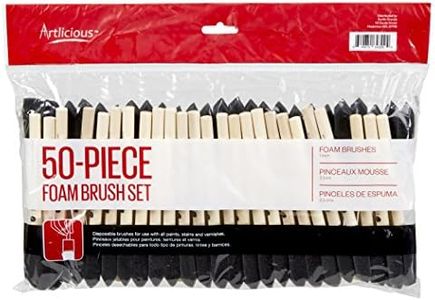 Artlicious Foam Brush Set - Pack of 50 Disposable, 1-inch Sponge Paint Brushes for Acrylic Painting, Staining, Varnishes & DIY Craft Projects - Art Supplies