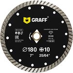 GRAFF 7-Inch Turbo Rim Diamond Blade - Diamond Cutting Disc for Concrete Granite Stone Marble Brick Masonry Paving Flag - Diamond Saw Blade 105 mm for Angle Grinder