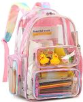 CAMTOP Clear Backpack Heavy Duty Transparent Bag See Through BookBag for Student School Work Festival Sport Travel, Pink, 17 Inches, Camtop Clear Backpack See Through Bookbag for Student School Work