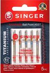 SINGER Titanium Universal Ball Point Machine Needles for Knit Fabric, Assorted Sizes, 5-Count