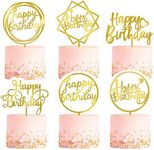 6-Pack Gold Birthday Cake Topper Se