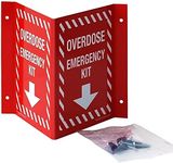 Overdose Emergency Kit Location Sign - High Visibility '3D' 'Overdose Emergency Kit' Sign with Arrow - Red & White, Mountable - Ideal for Workplaces & Public Spaces