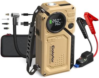 Portable Car Jump Starter with Air Compressor, Emergency Vehicle Battery Booster with LED Light, 2500A Peak 150PSI Tire Inflator, 12V 18000mAh Battery Booster Pack for 8.5L Gas / 6.0L Diesel Engines