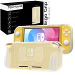 TECHGEAR Grip Case for Nintendo Switch Lite, Soft Protective TPU Silicone Back Cover with Built in Comfort Padded Hand Grips & 2 Game Card Holder [Lightweight, Durable, Flexible Skins] - Clear