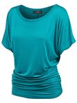 Made By Johnny MBJ Solid Top with Side Shirring, Wt817_jade, XXL