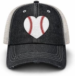 Cocomo Soul Womens Baseball Heart Hat Baseball Love Hat Baseball Mom Hat Cap 200 Dark Grey