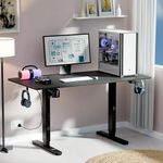 ARTIKEL Artidesk Eco Electric Height Adjustable Table for Office Work & Home-Sit Stand Gaming Desk 80kg Load, Cup Holder, 2 Hooks,Cable Organizer 2Split Tabletop (Black, 120x60 CM)