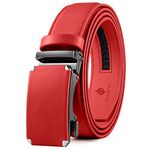 DOOPAI Leather Ratchet Belts for Men, Ratchet Dress Belts Men Red, Men Belts Adjustable with Automomatic Buckle, Cut to Exact fit