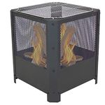 Sunnydaze Grelha 16-Inch Square Steel Fire Pit with Grilling Grate - Black Finish