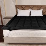 AVI Super Soft 500 GSM Microfiber Mattress Topper for Twin Bed Size 78x48 Inch | All Season Comfortable Sleep 2 Inch Thick Mattresses Padding Twin Size -(Black, 6.5x4 Feet, 4 Corners Elastic Band)