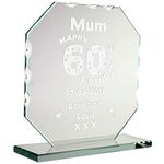 Personalised Laser Engraved Ladys 60th Birthday Cut Glass Plaque Grandmas Trophy