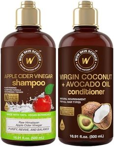 WOW Skin Science Apple Cider Vinegar Shampoo & Conditioner Set with Coconut & Avocado Oil - Men and Women Gentle Shampoo Set - Hair Growth Shampoo for Thinning Hair & Loss - Sulfate & Paraben Free (16.9 Fl Oz each)