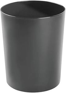 mDesign Round Metal Small 1.7 Gallon Recycle Trash Can Wastebasket, Garbage Container Bin for Bathrooms, Kitchen, Bedroom, Home Office - Durable Stainless Steel - Mirri Collection - Black
