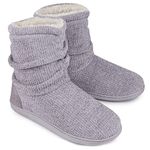 LongBay Women's Chenille Knit Bootie Slippers Warm Plush Fleece Boots Slipper Memory Foam Winter House Shoes(Medium / 7-8, Gray)